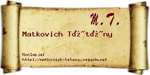 Matkovich Tétény névjegykártya